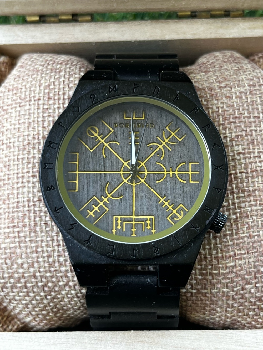 Black Wood Watch with Gold Nordic Dial - Bobobird